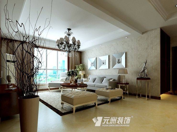 点击大图看下一张:混搭客厅吊顶装修案例