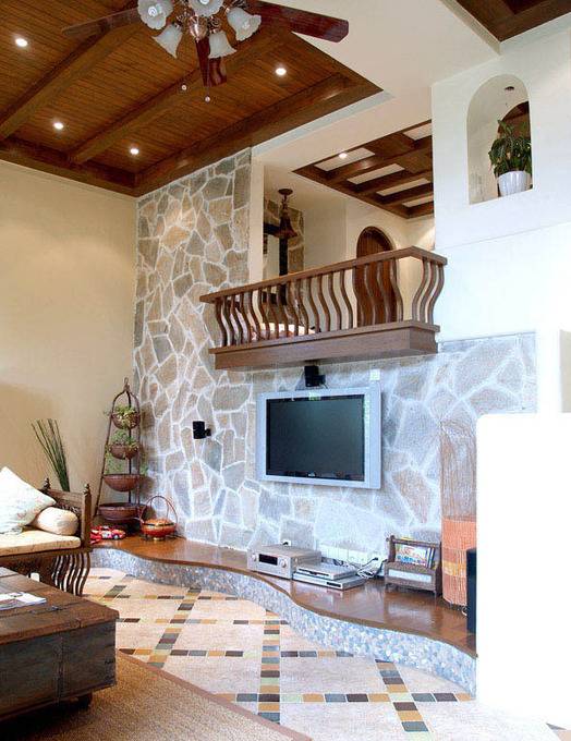 点击大图看下一张：东南亚东南亚风格客厅背景墙电视背景墙设计方案