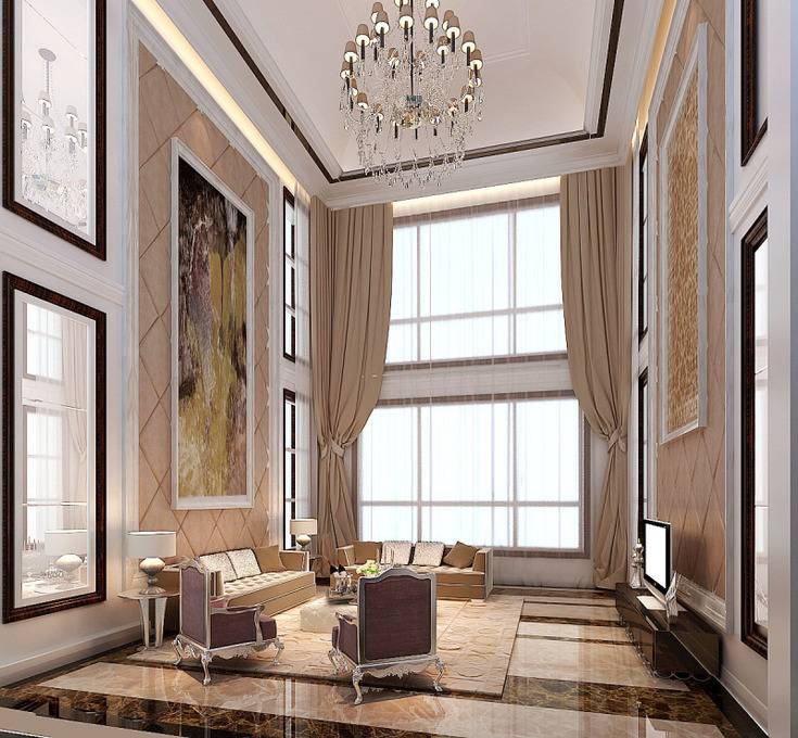 点击大图看下一张:新古典客厅吊顶电视背景墙设计方案