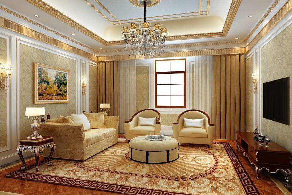 点击大图看下一张：欧式古典客厅设计案例