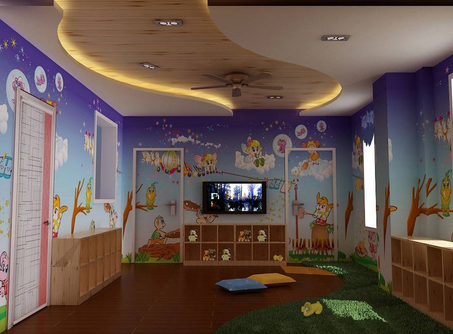 点击大图看下一张：现代儿童房设计图