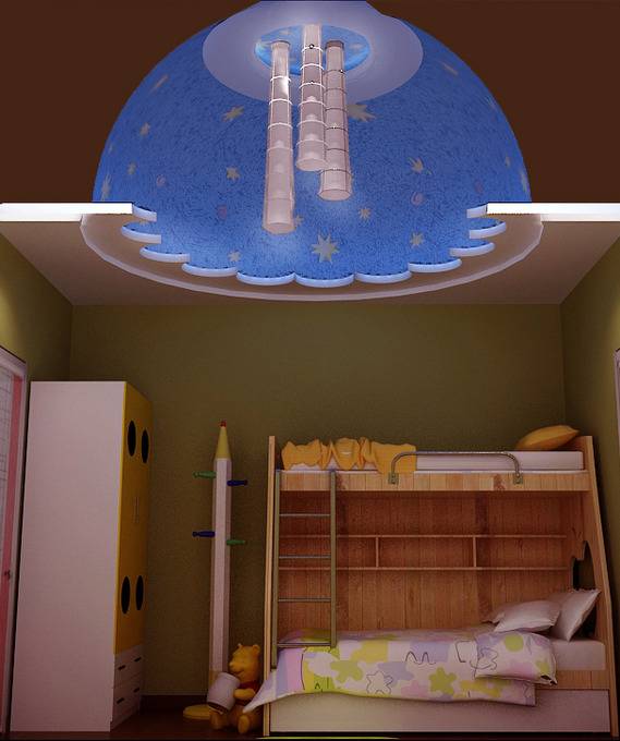 点击大图看下一张：现代儿童房效果图