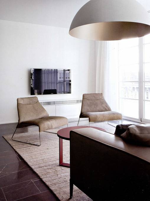 点击大图看下一张：现代客厅单身公寓电视背景墙设计案例