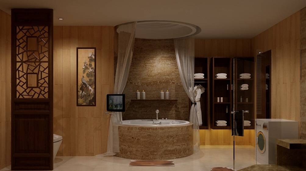 点击大图看下一张：中式卫生间别墅浴室装修图
