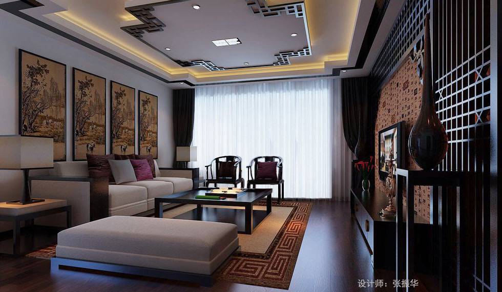 点击大图看下一张：中式客厅装修效果展示