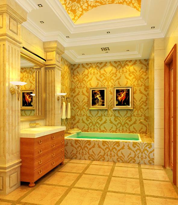 点击大图看下一张：欧式别墅浴室设计图