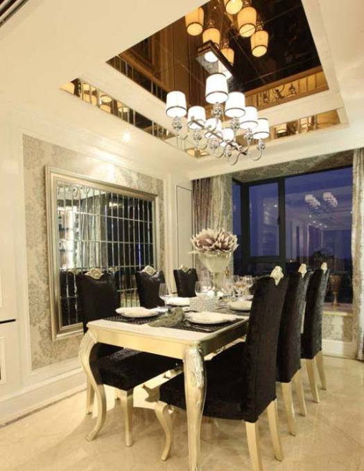 点击大图看下一张:欧式简欧简欧风格餐厅吊顶装修效果展示