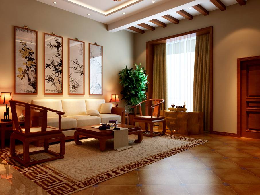 点击大图看下一张：中式客厅沙发设计方案