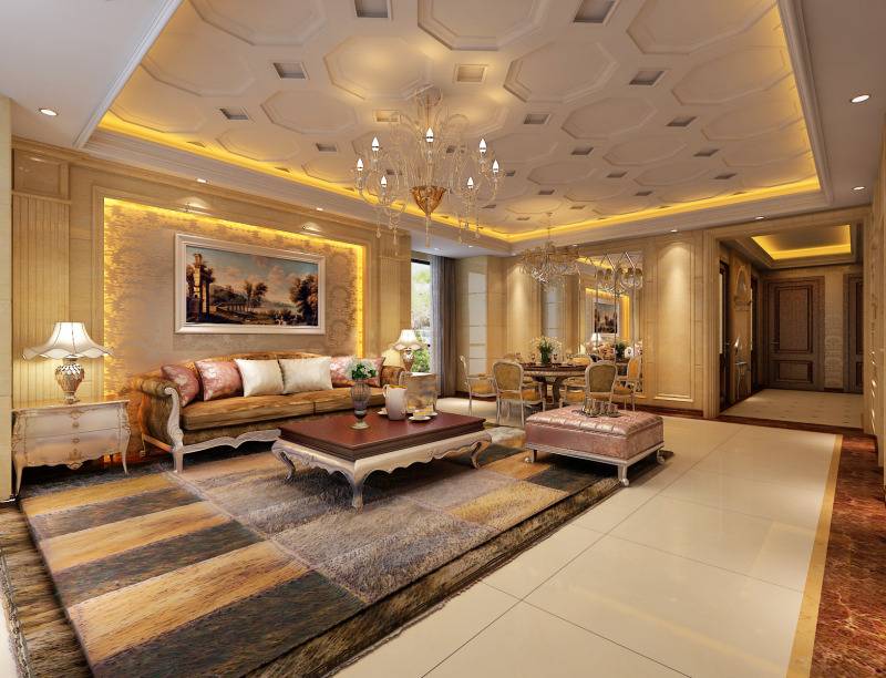 点击大图看下一张：欧式欧式风格客厅吊顶案例展示