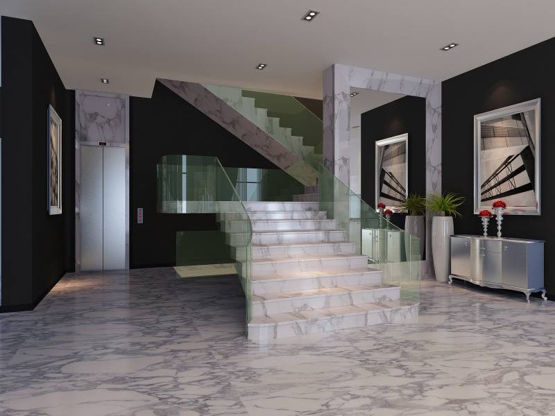 点击大图看下一张：现代现代风格客厅楼梯装修效果展示