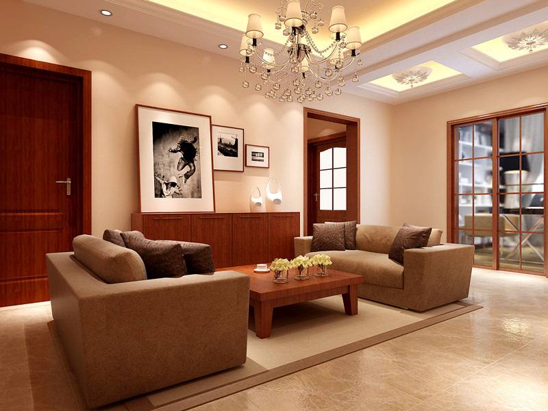 点击大图看下一张：中式新中式客厅吊顶装修图