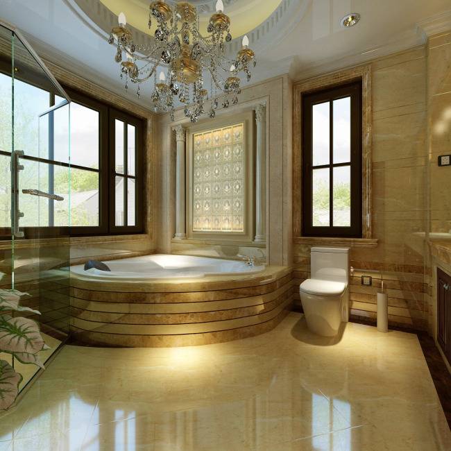 点击大图看下一张：欧式别墅浴室淋浴房设计方案
