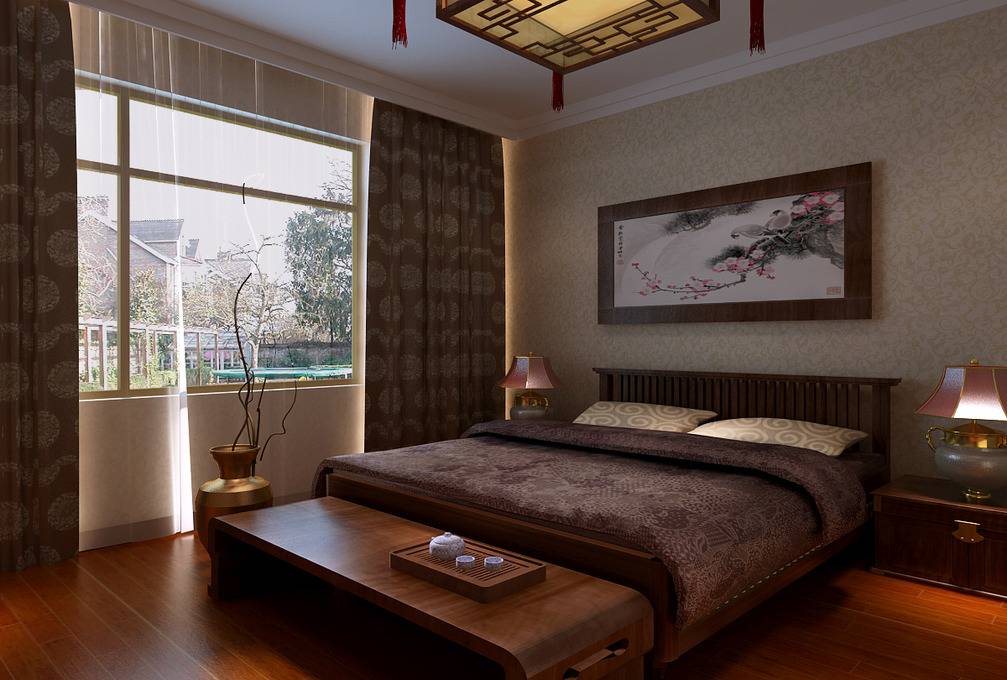 点击大图看下一张：中式中式风格卧室案例展示