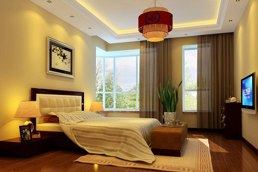 点击大图看下一张：中式中式风格卧室装修案例