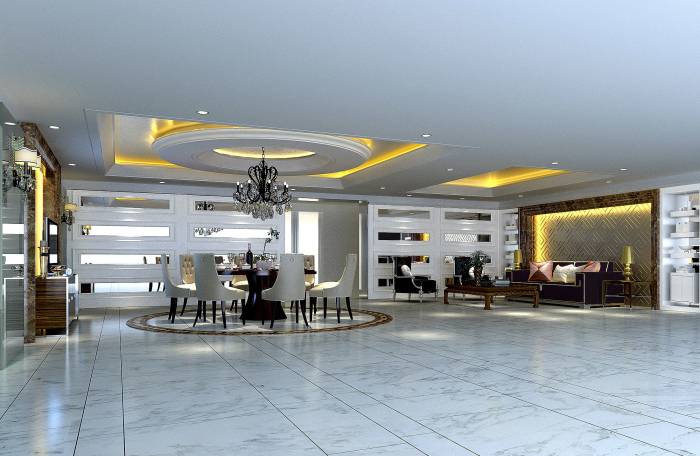 点击大图看下一张：欧式简欧简欧风格餐厅别墅吊顶装修图