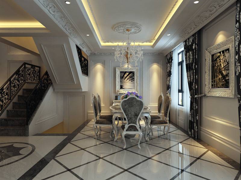 点击大图看下一张:新古典古典新古典风格古典风格餐厅吊顶窗帘设计案例展示