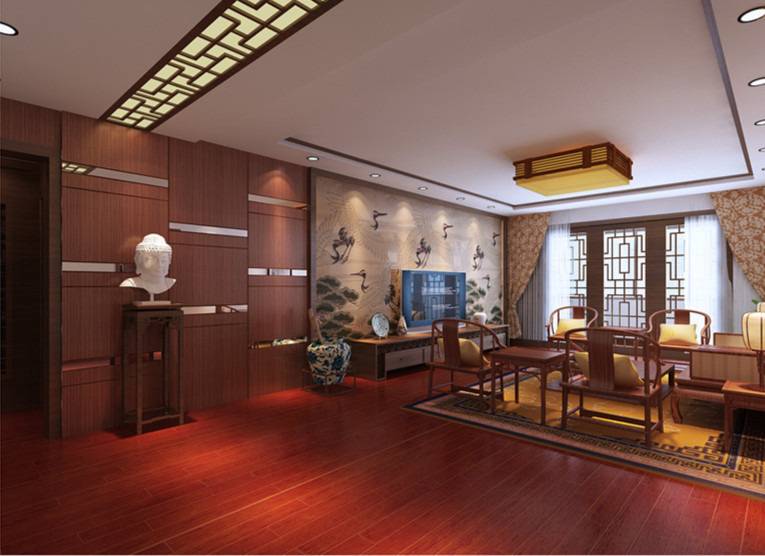 点击大图看下一张：中式客厅装修案例
