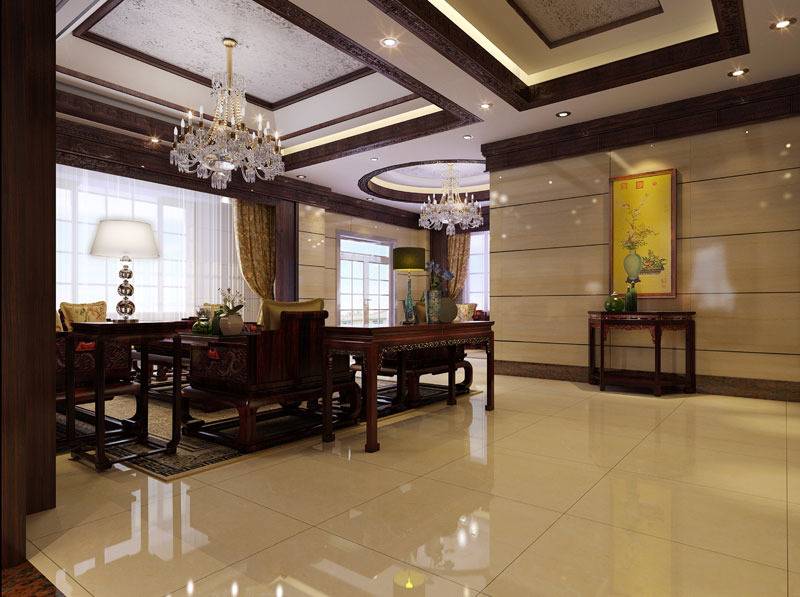 点击大图看下一张：中式客厅吊顶图片