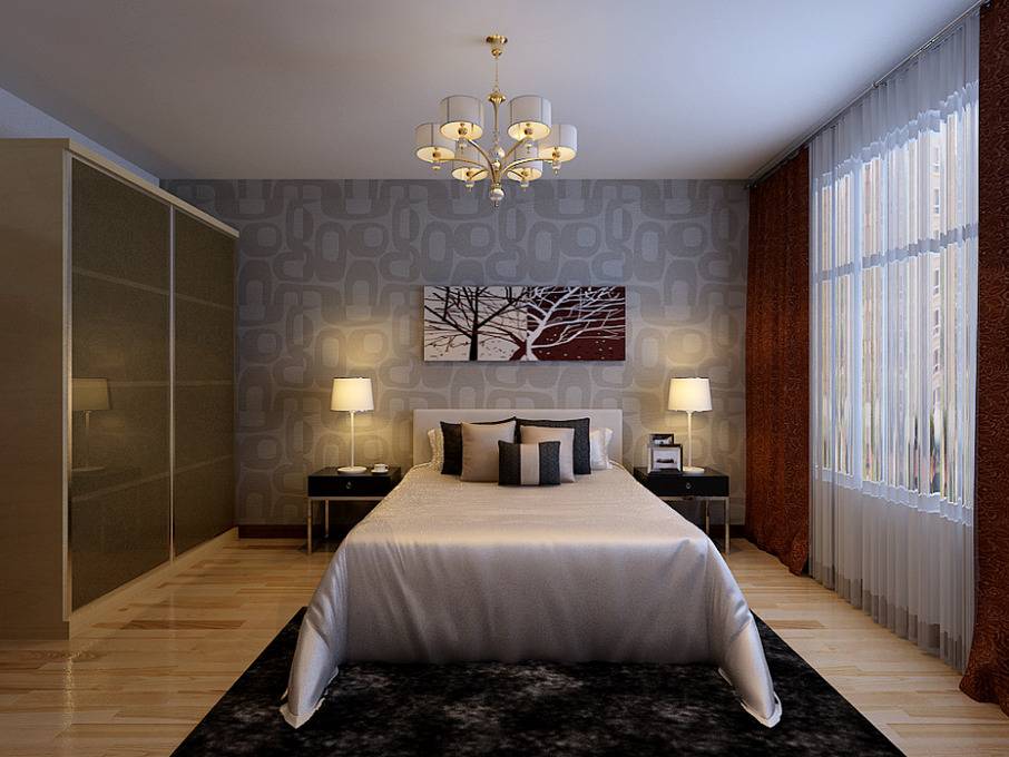点击大图看下一张：现代卧室窗帘设计案例