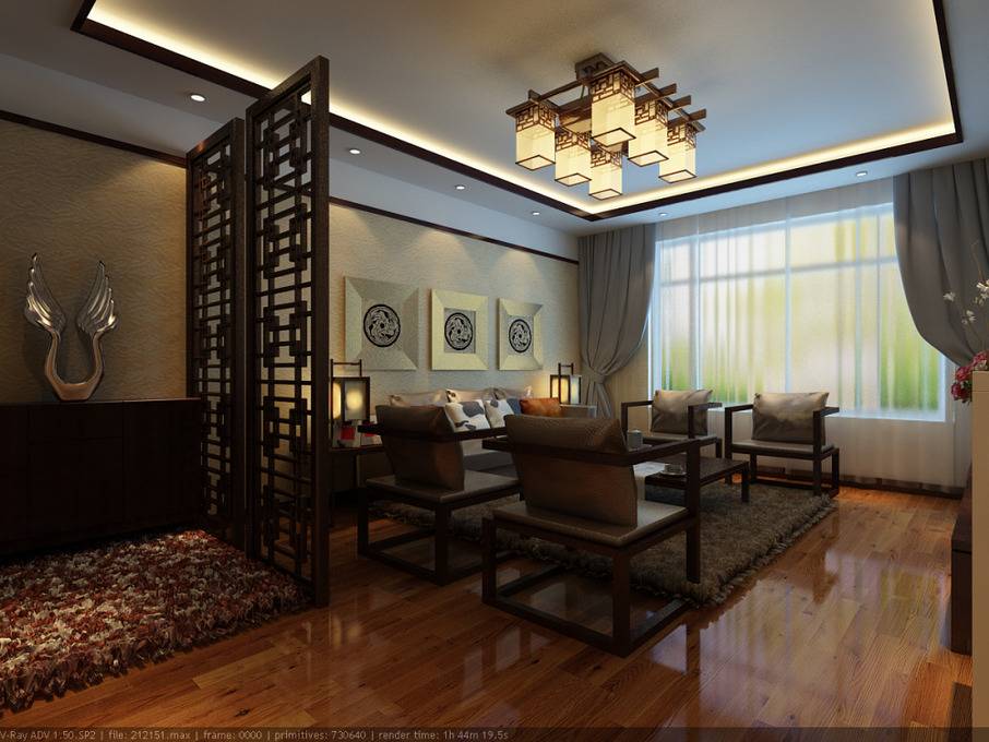 点击大图看下一张:中式中式风格客厅吊顶图片