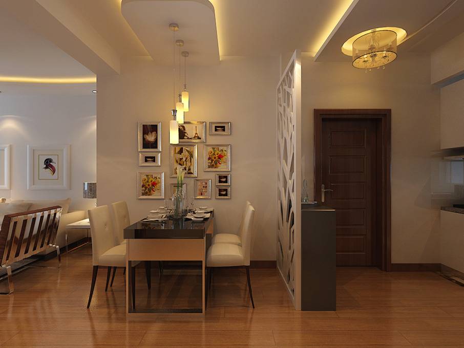 点击大图看下一张：现代餐厅吊顶效果图