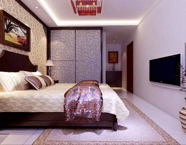 点击大图看下一张：中式中式风格新中式卧室案例展示