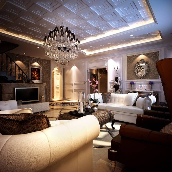 点击大图看下一张：欧式客厅沙发茶几设计案例