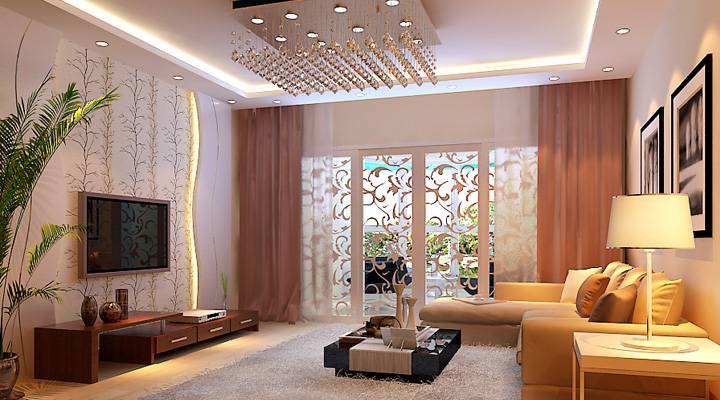 点击大图看下一张：客厅沙发灯具设计案例展示