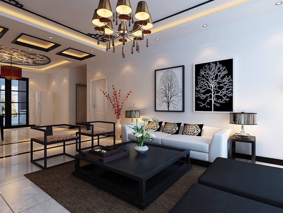 点击大图看下一张：中式客厅沙发设计案例展示