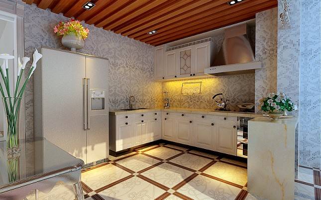 点击大图看下一张：现代现代风格厨房装修效果展示