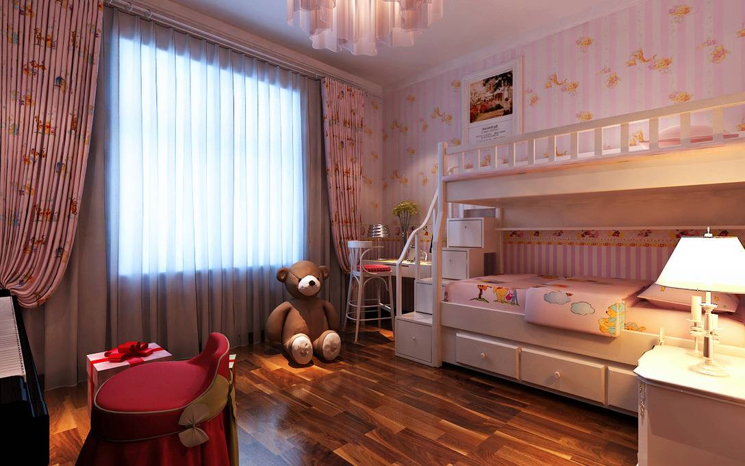 点击大图看下一张：现代儿童房窗帘图片