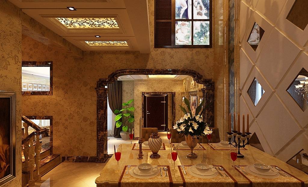 点击大图看下一张：新古典餐厅别墅装修案例