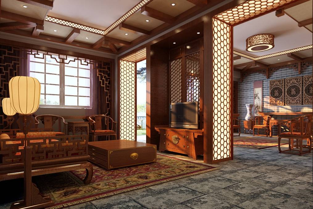 点击大图看下一张：中式客厅设计案例展示