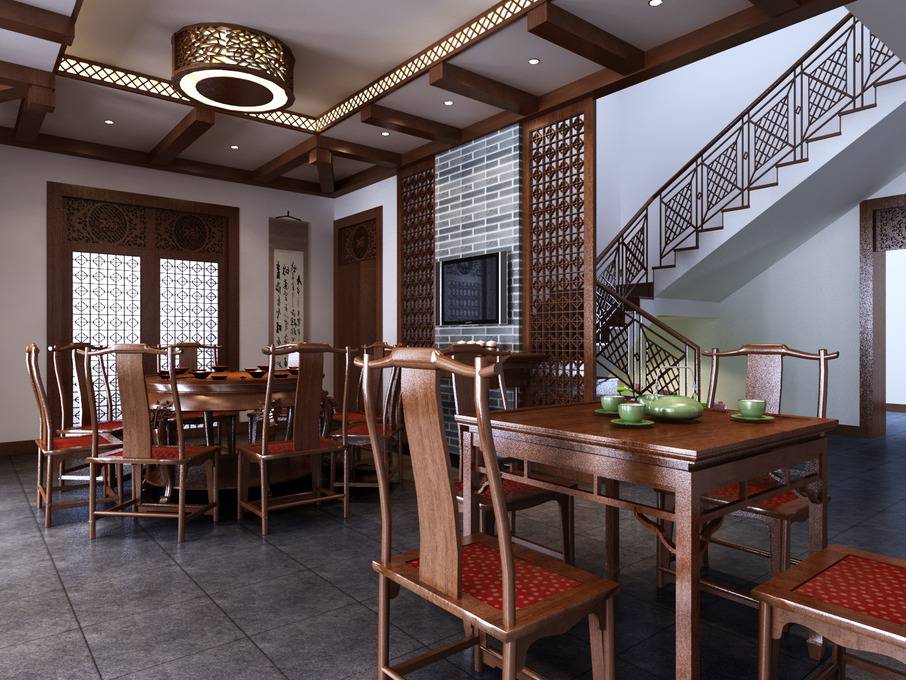 点击大图看下一张：中式餐厅设计案例