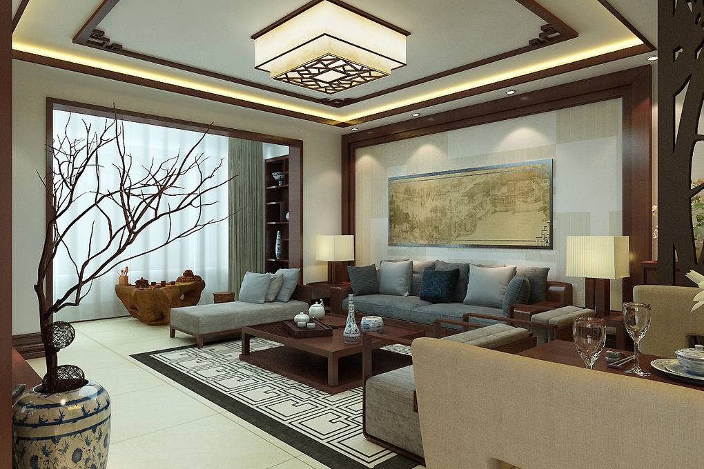 点击大图看下一张：中式中式风格背景墙沙发图片