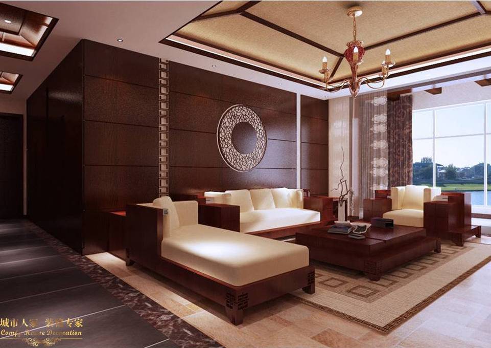 点击大图看下一张：中式新中式客厅装修效果展示