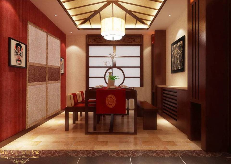 点击大图看下一张：中式中式风格新中式餐厅效果图