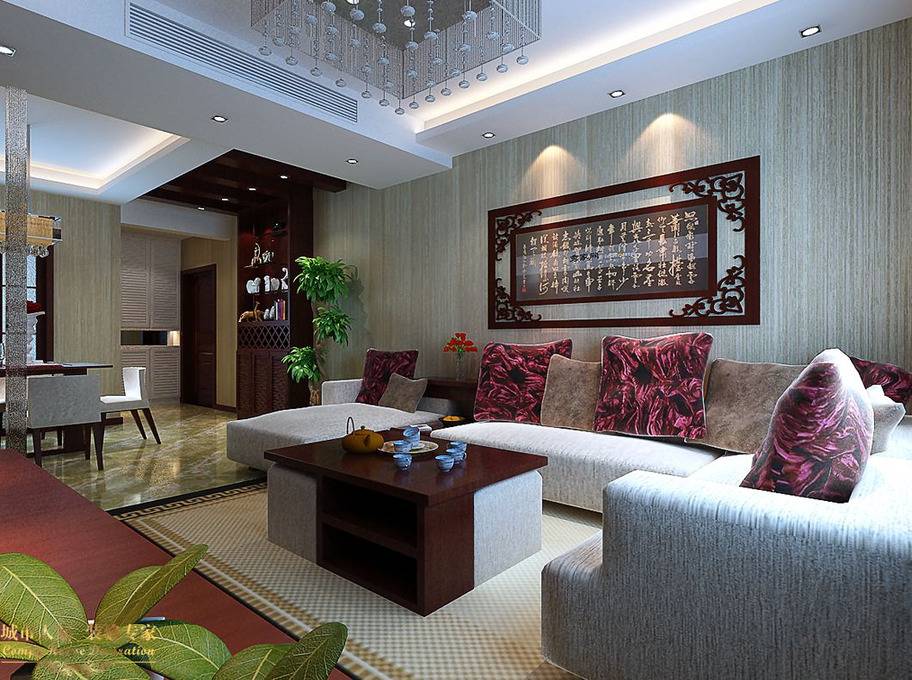 点击大图看下一张：中式简约客厅设计图