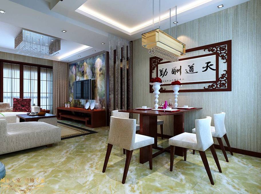 点击大图看下一张:中式简约餐厅案例展示