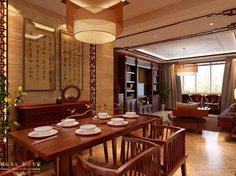 点击大图看下一张：中式餐厅设计图