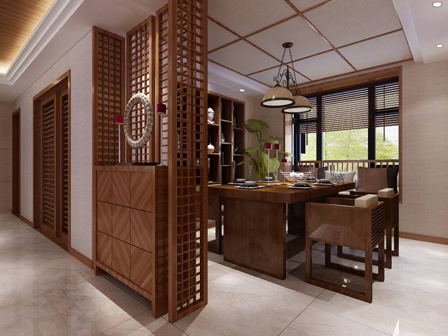 点击大图看下一张：中式中式风格新中式餐厅设计案例