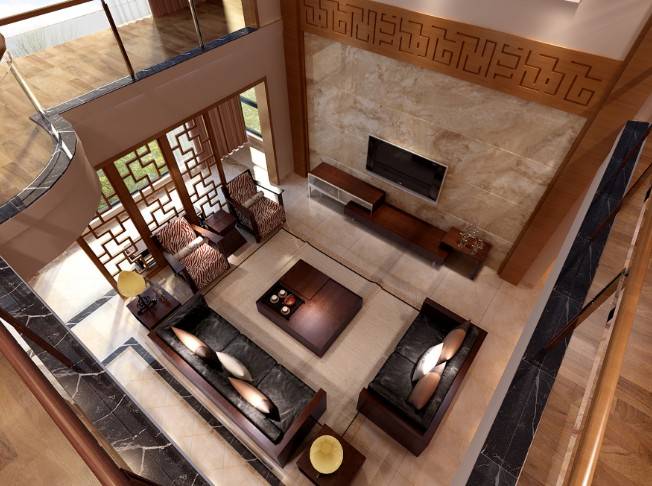 点击大图看下一张：中式中式风格新中式客厅装修效果展示