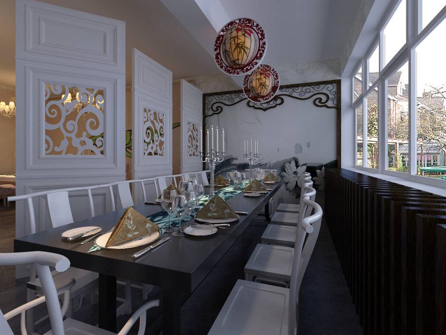 点击大图看下一张：中式餐厅设计方案