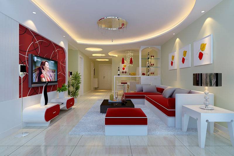 点击大图看下一张：现代简约客厅沙发茶几设计方案