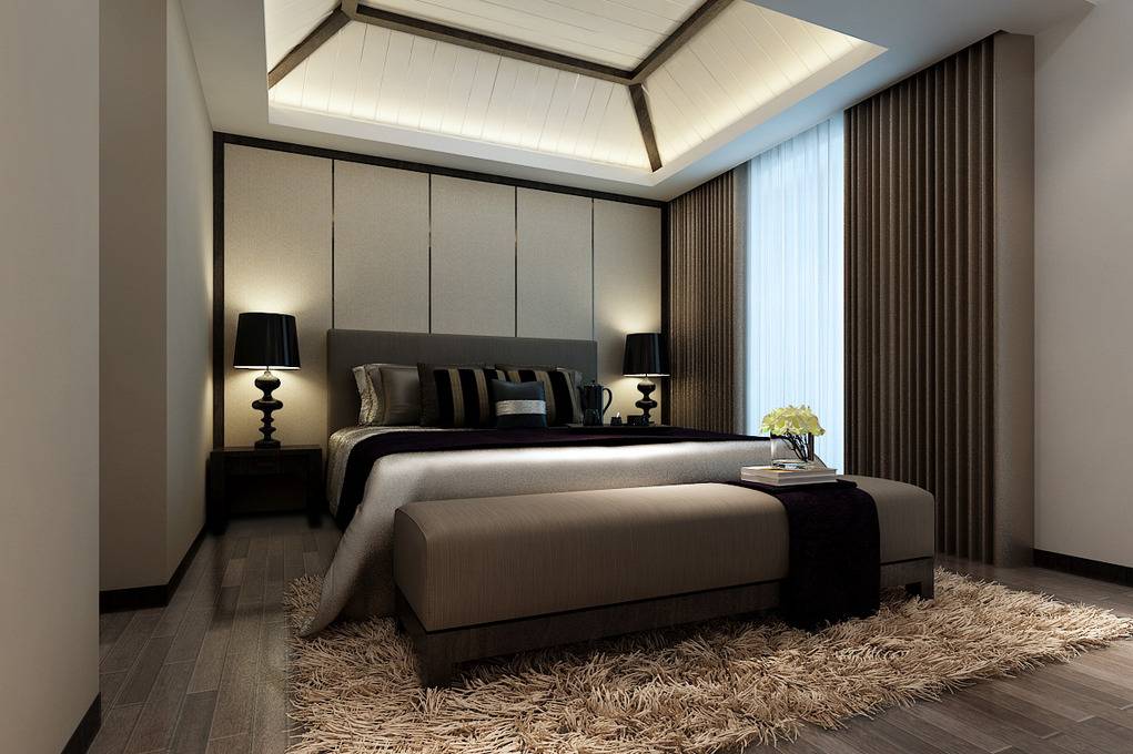 点击大图看下一张：现代卧室窗帘设计案例
