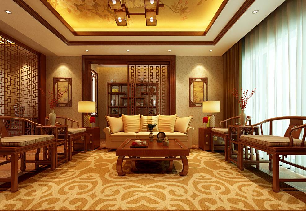 点击大图看下一张：中式中式风格客厅装修图