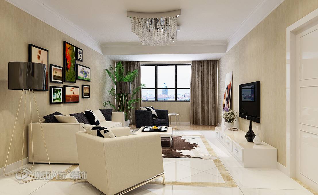 点击大图看下一张：韩式客厅吊顶电视背景墙图片