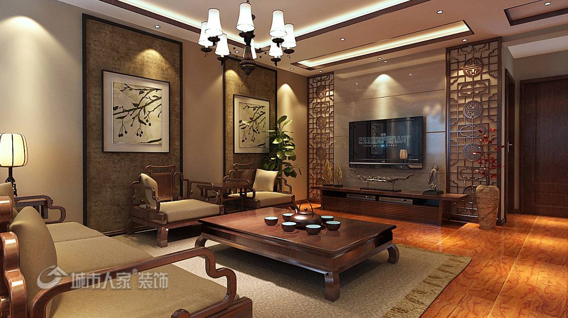 点击大图看下一张：中式中式风格客厅案例展示