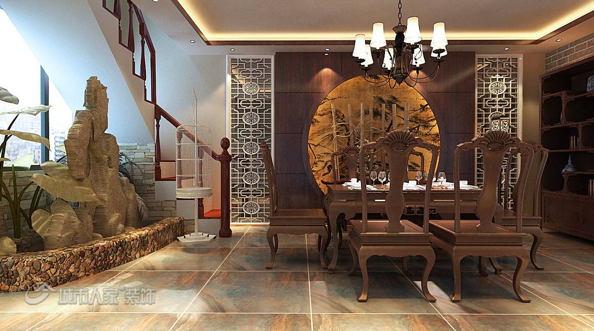 点击大图看下一张：中式中式风格餐厅设计图