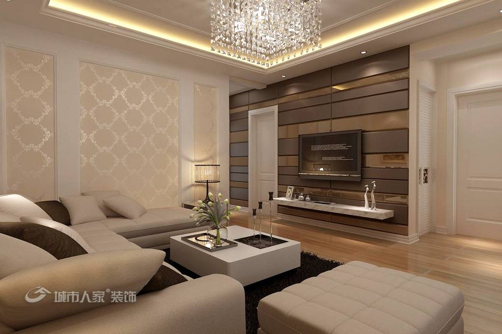 点击大图看下一张:现代客厅电视背景墙案例展示